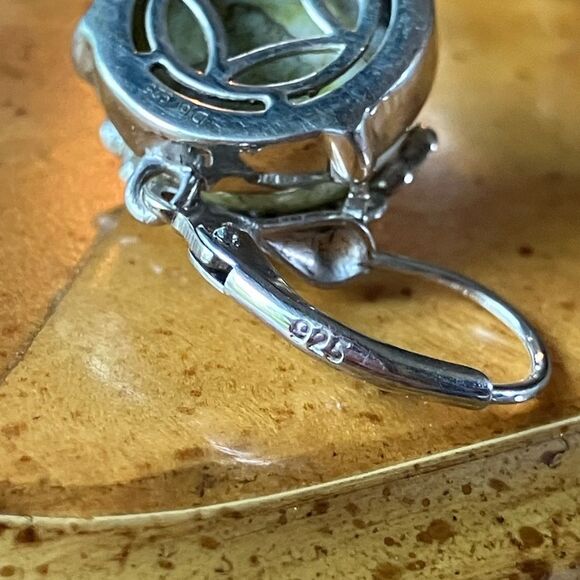 Natural Connemara Marble Sterling Silver Tree of Life Earrings - Picture 5 of 8